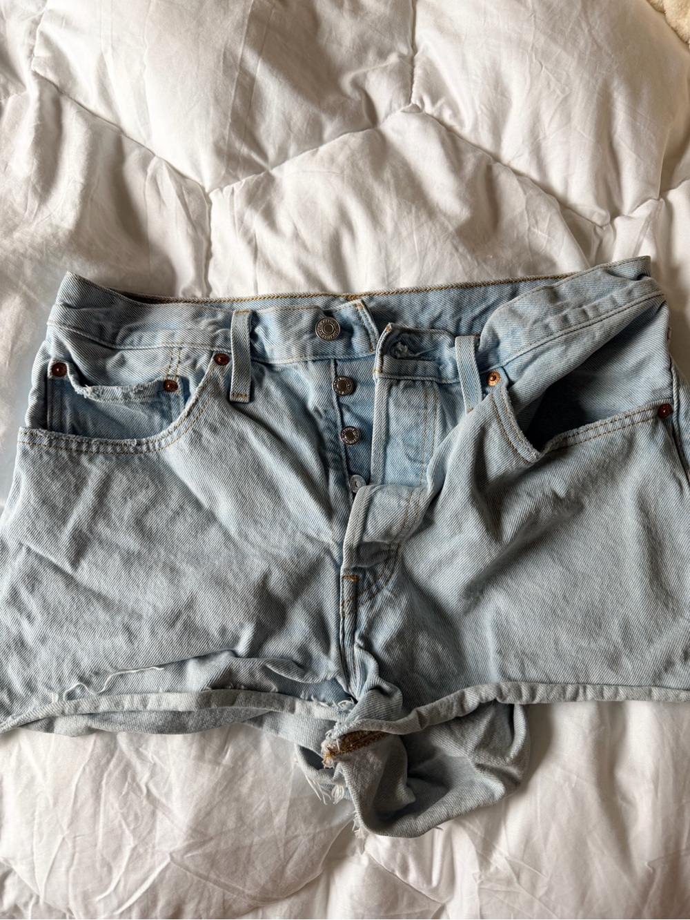Levi's Light Blue High-Rise Denim Shorts